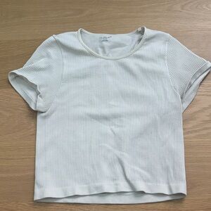 Urban Outfitters Cream Ribbed Short Sleeve Top